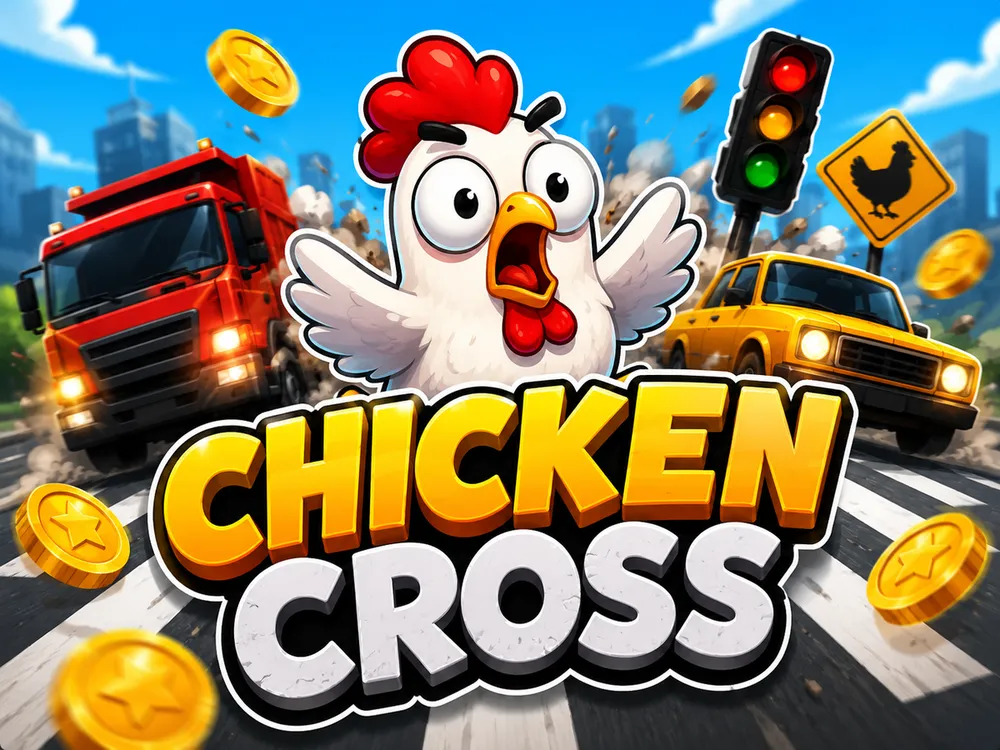 Chicken Cross – galinha a atravessar a estrada entre carros