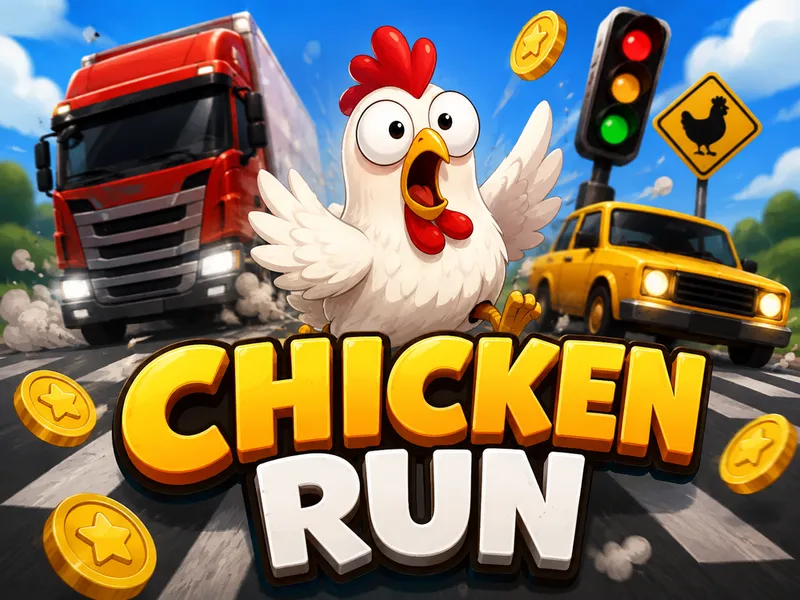 Chicken Run – galinha a correr entre carros e camião